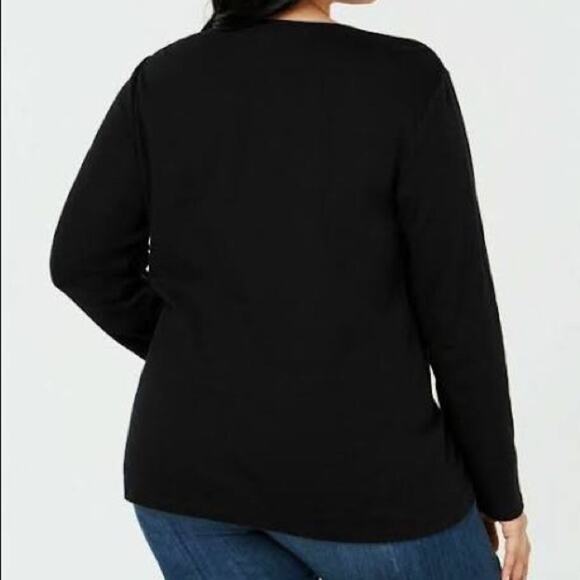 Karen Scott Reindeer parade whimsy Sweater Tee-2X - Picture 3 of 4